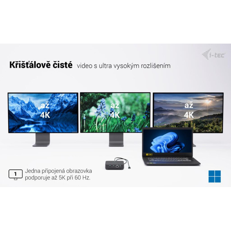 i-tec USB-C DP Dual HDMI Docking Station, Power Delivery 100W