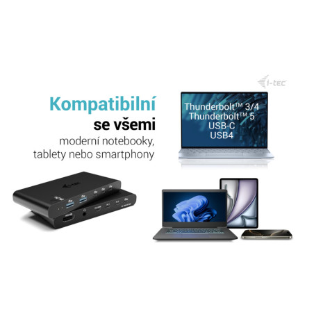 i-tec KVM Docking Station HDMI pre 2 hosty, Power Delivery 2x 100W