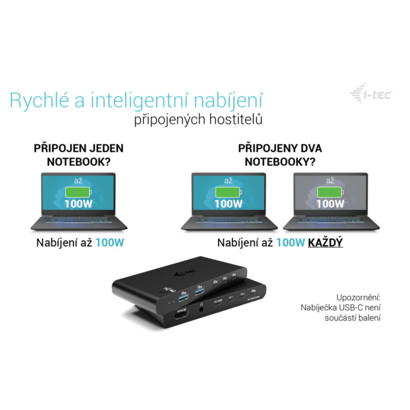 i-tec KVM Docking Station HDMI pre 2 hosty, Power Delivery 2x 100W