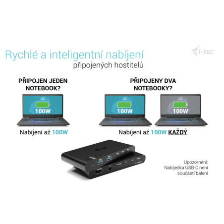 i-tec KVM Docking Station HDMI pre 2 hosty, Power Delivery 2x 100W