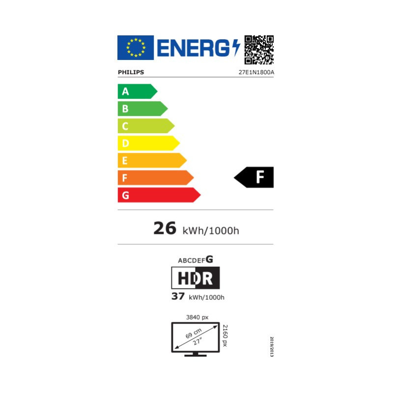 Philips/27E1N1800A/00/27"/IPS/4K UHD/60Hz/4ms/Black/3R