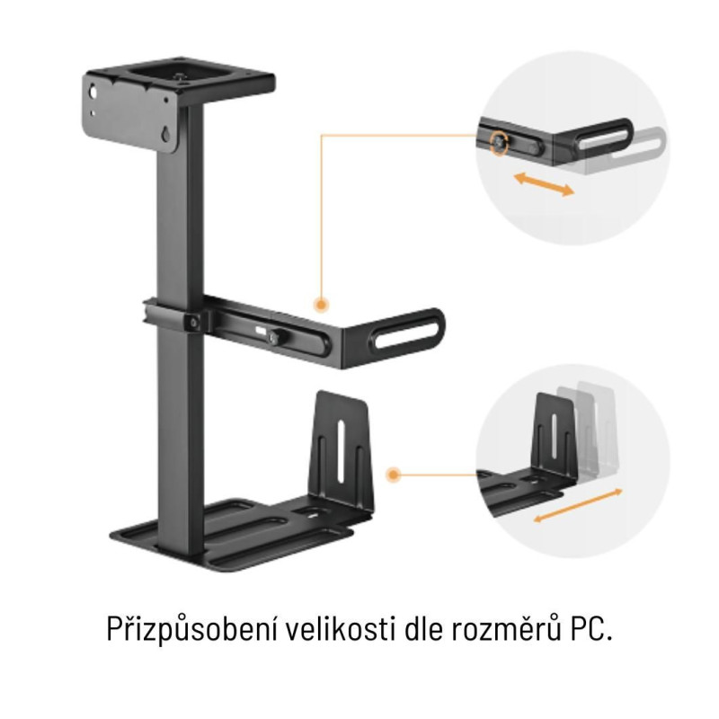 Držiak na PC Brateck CPB-25 pod stolnú dosku výsuvný otočný