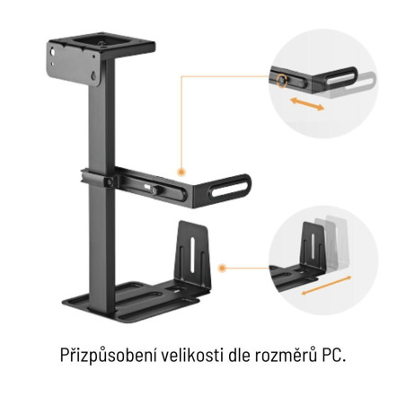 Držiak na PC Brateck CPB-25 pod stolnú dosku výsuvný otočný