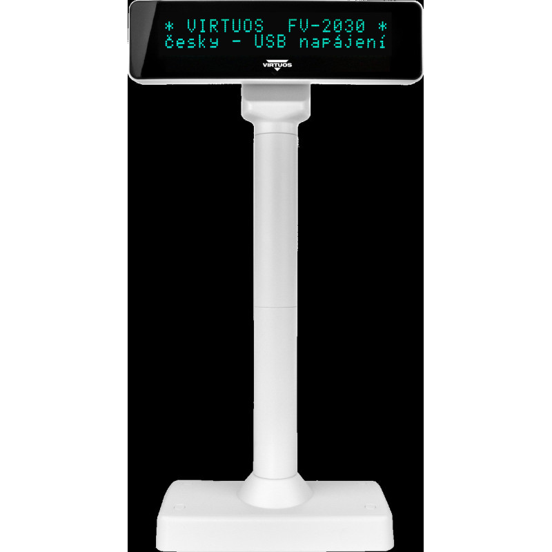 VFD zák.displej FV-2030W 2x20, 9mm, USB, biely