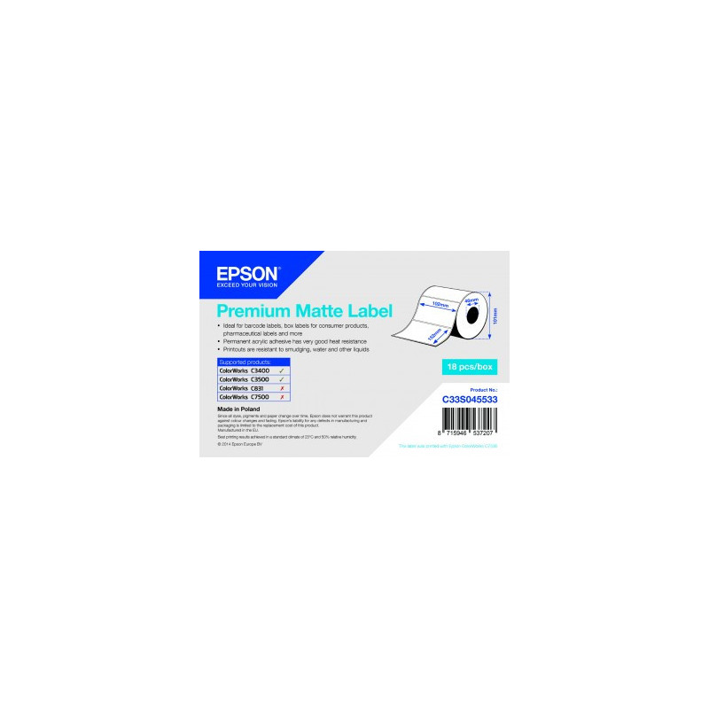 Premium Matte Label -102mm x 152mm, 225 labels