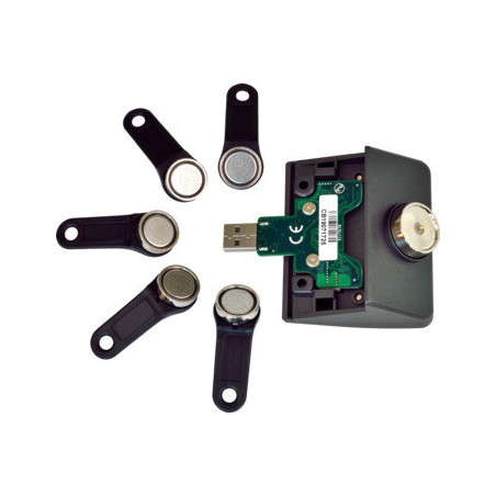 Čítačka iButtonov pre XPOS + 5 kľúčov, USB (emulácia RS232), šedá