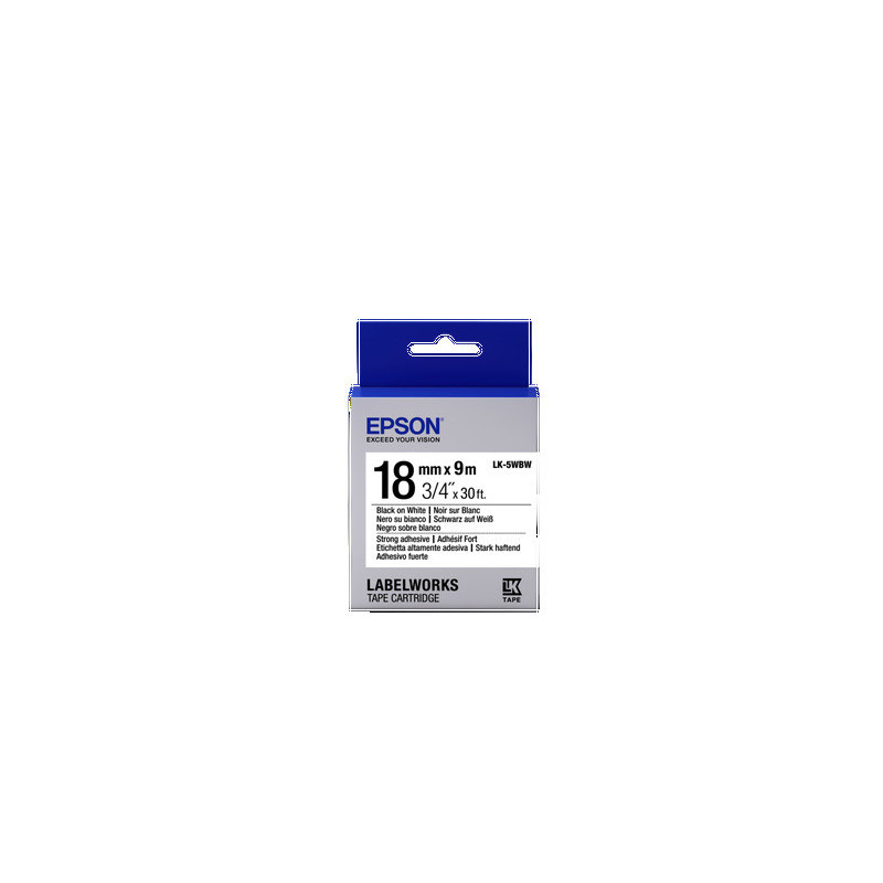 Epson Label Cartridge LK-5WBW, Black/White 18mm