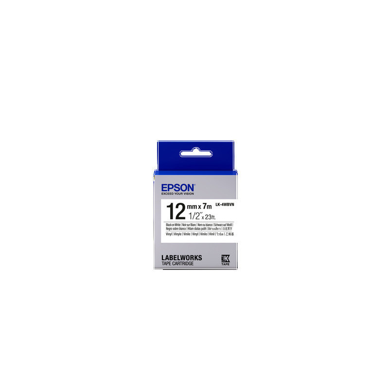 Epson Label Cartridge Vinyl LK-4WBVN Black/White 12mm (7 metrov)
