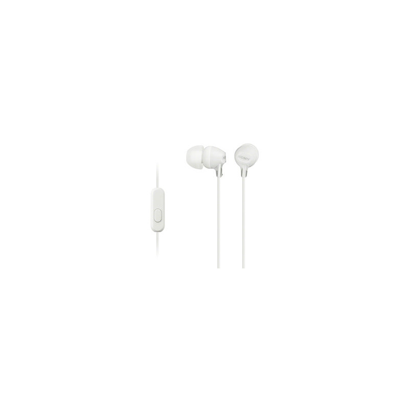 SONY slúchadlá MDR-EX15AP, handsfree, biele