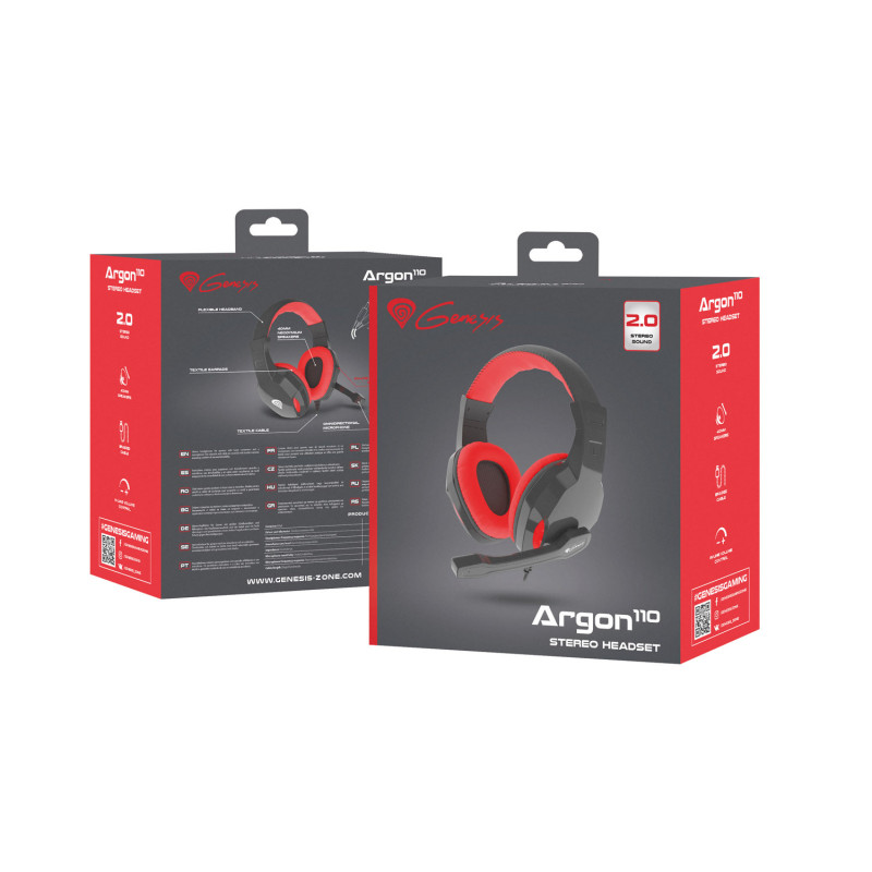 Herné stereo slúchadlá Genesis Argon 110, čierno-červené, 2x jack