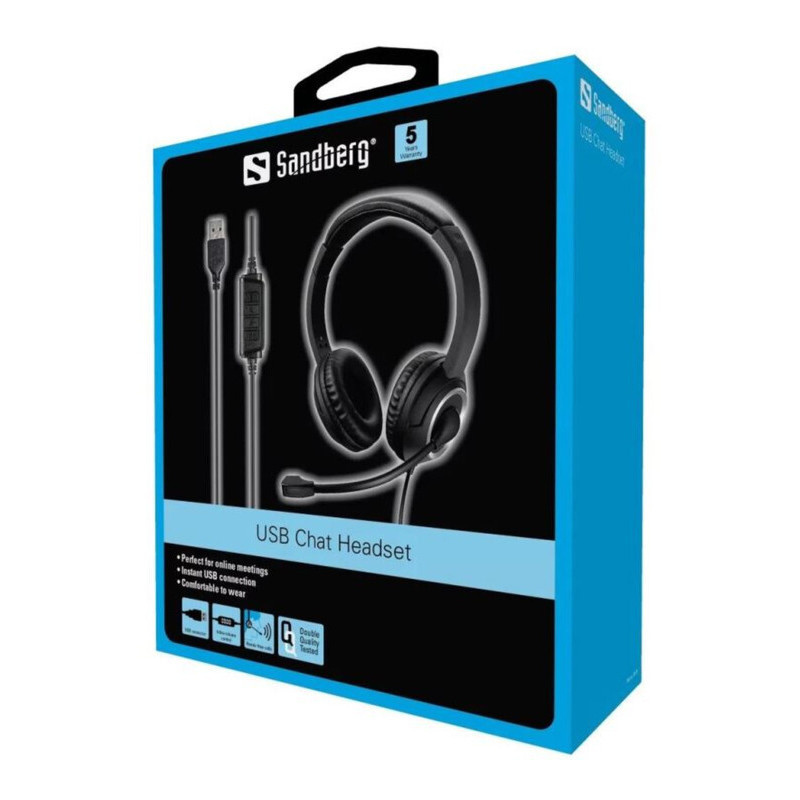 Sandberg PC slúchadlá USB Chat Headset s mikrofónom, čierna