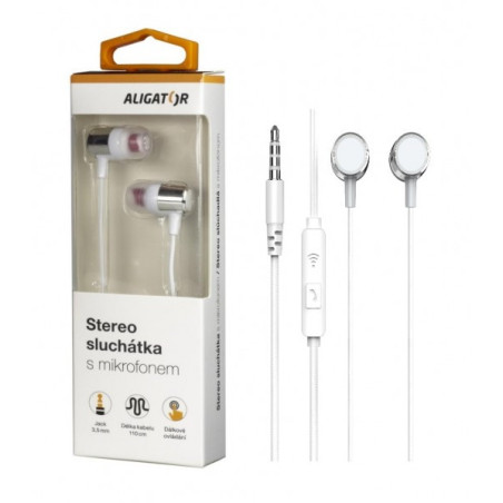 Slúchadlá ALIGATOR AE005, Strong Bass, strieborná