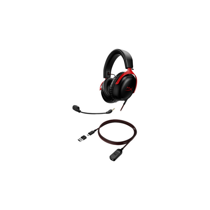 HP HyperX Cloud III/ANC/Jack/Drôt/Čierna-červená