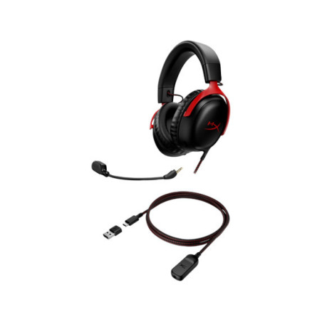 HP HyperX Cloud III/ANC/Jack/Drôt/Čierna-červená
