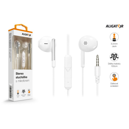 ALIGATOR AE008/Stereo/Jack/Drôt/Biela