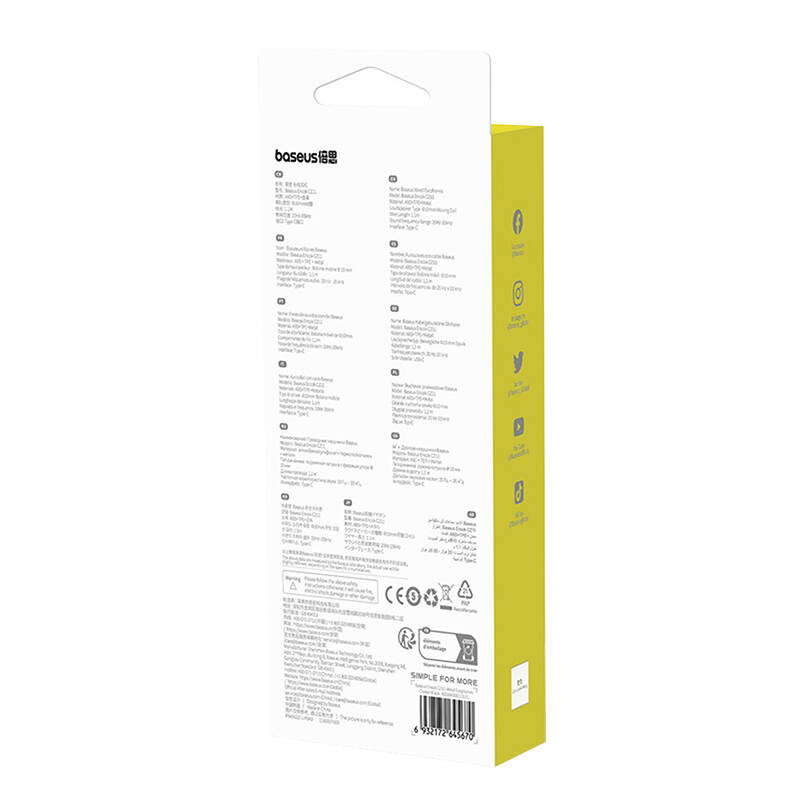 Baseus Encok CZ11/USB-C/Drôt/Čierna