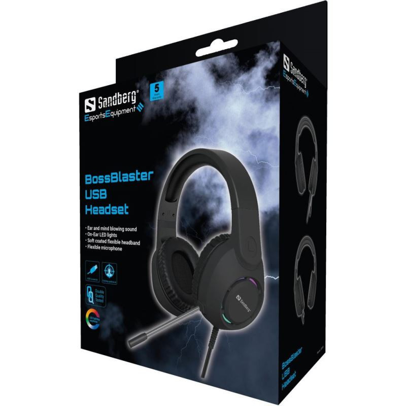 Sandberg herné slúchadlá BossBlaster USB-A, LED