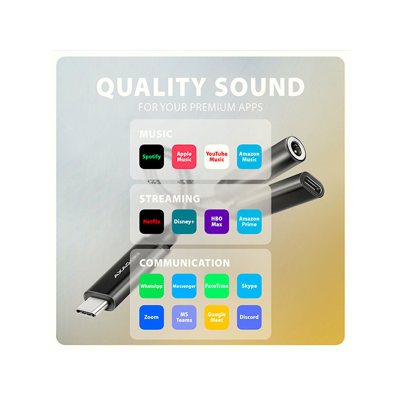 AXAGON ADA-HCPD, USB-C na 3.5mm jack - Hi-Res DAC audio adaptér, 384kHz/32bit, stereo, PD 60W 3A