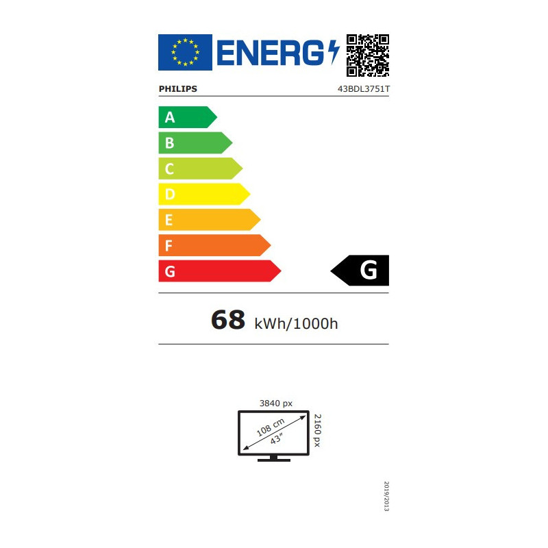 43" D- LED Philips 43BDL3751T-UHD, 450c, PCap, 24/7