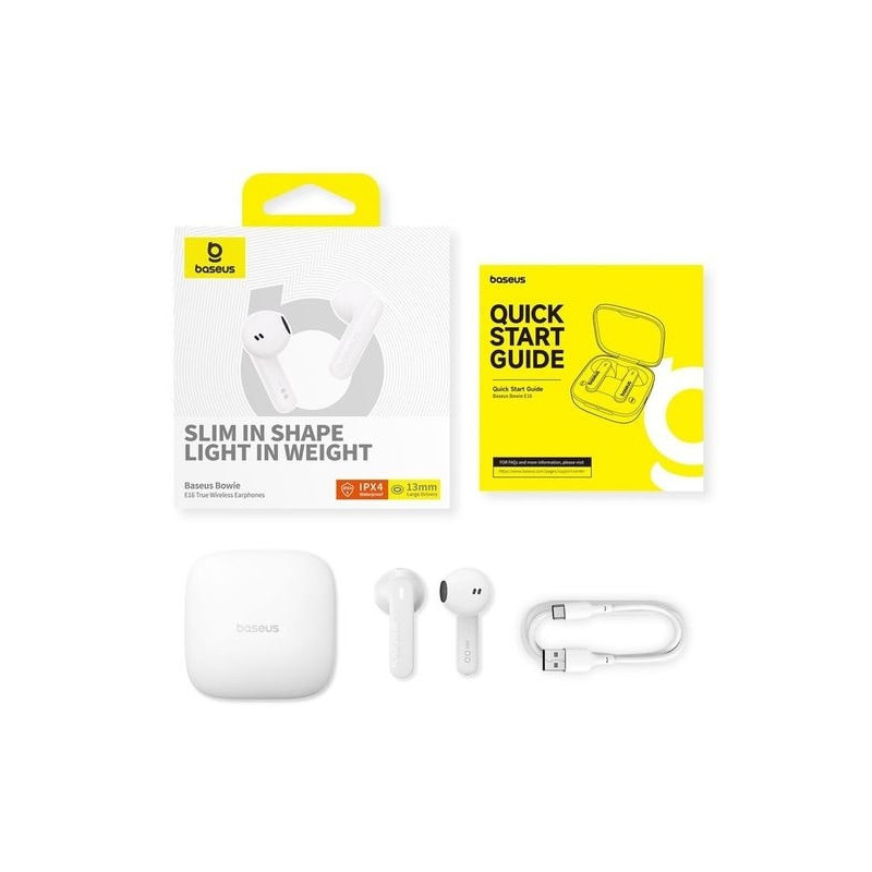 Baseus Bluetooth slúchadlá Bowie E16 biela