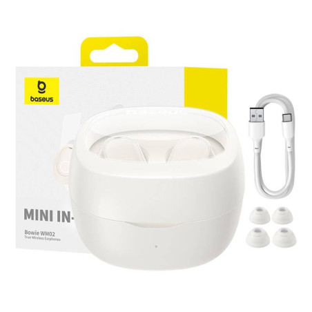 Baseus Bluetooth slúchadlá Bowie WM02 biela