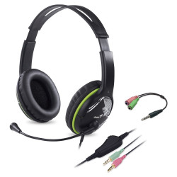 Slúchadlá s mik. GENIUS HS-400A green + redukcia