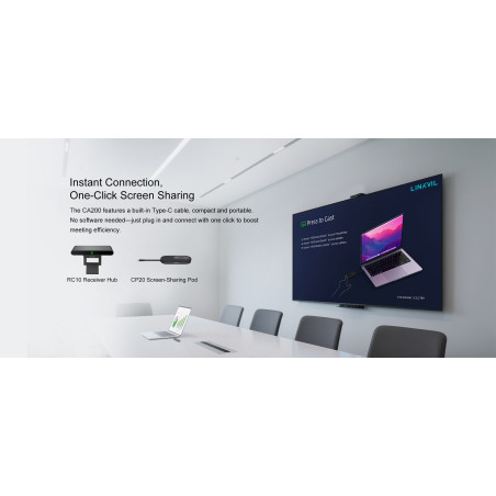 Fanvil CA200, bezdrôtová konferenčná sada, 4K Ultra HD, USB-C, Wi-Fi 6, WPA3-PSK, vzdialenosť 10m
