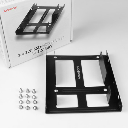 AXAGON RHD-225, kovový rámček pre 2x 2.5" HDD/SSD do 3.5" pozície, montáž ventilátora