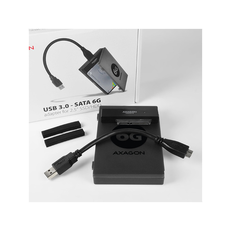 AXAGON ADSA-1S6, USB 3.2 Gen 1 - SATA 6G SSD/HDD adaptér vr. 2.5" púzdra