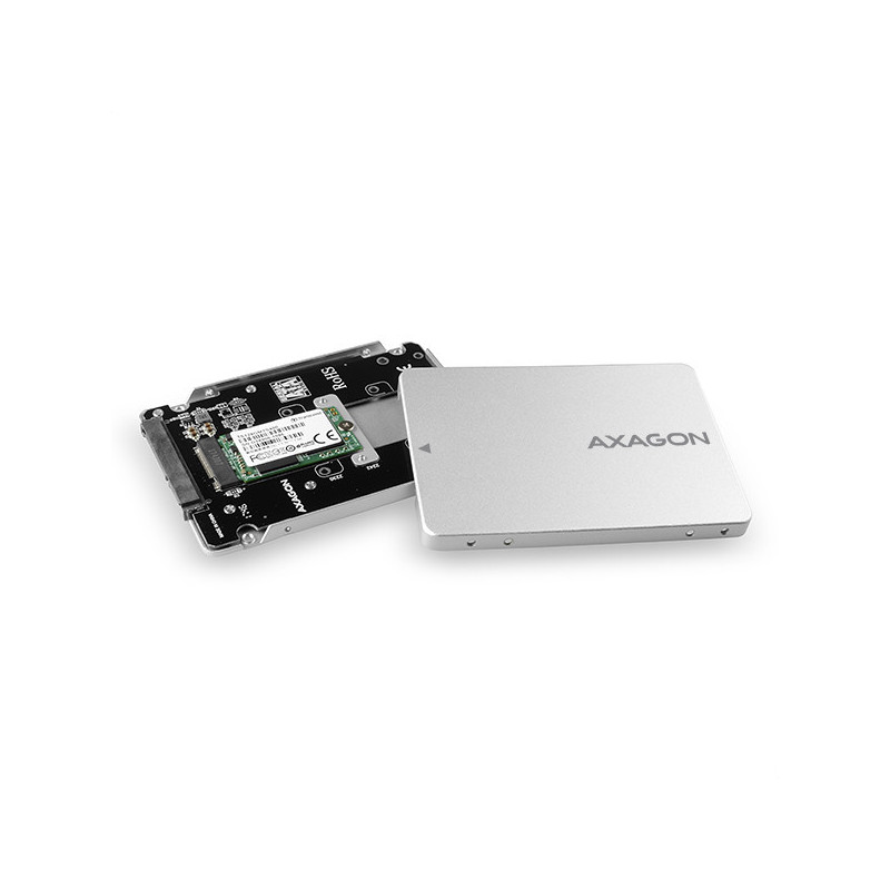 AXAGON RSS-M2SD, SATA - M.2 SATA SSD, interný 2.5" ALU box, strieborný