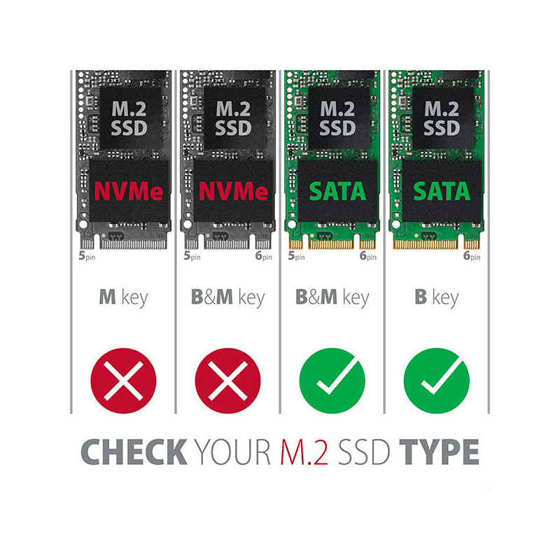 AXAGON RSS-M2SD, SATA - M.2 SATA SSD, interný 2.5" ALU box, strieborný