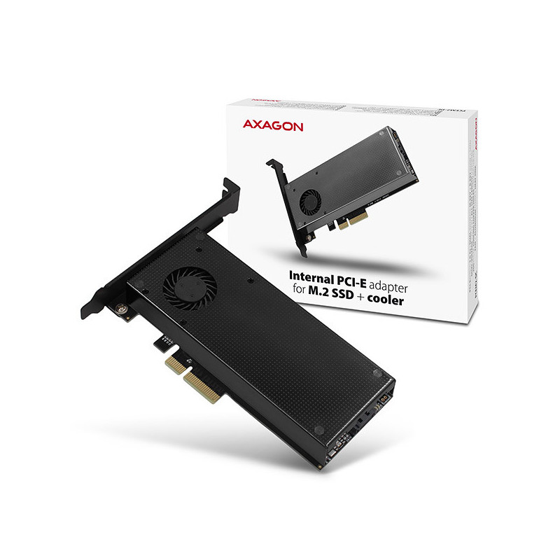 AXAGON PCEM2-DC, PCIe x4 - M.2 NVMe M-key + SATA B-key slot adaptér, chladič, vr. LP