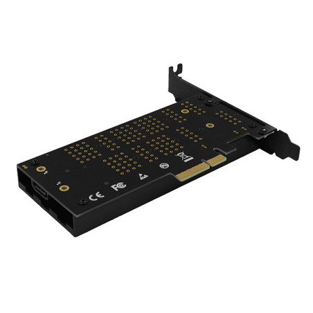 AXAGON PCEM2-DC, PCIe x4 - M.2 NVMe M-key + SATA B-key slot adaptér, chladič, vr. LP