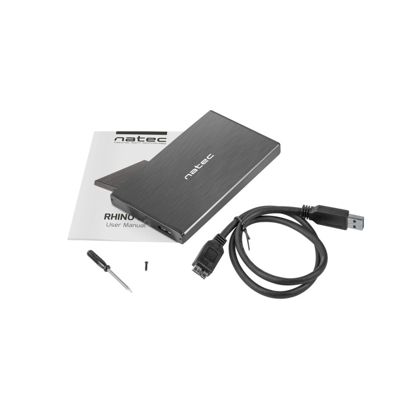 Externý box pre HDD 2,5" USB 3.0 Natec Rhino Go, čierny, hliníkové telo