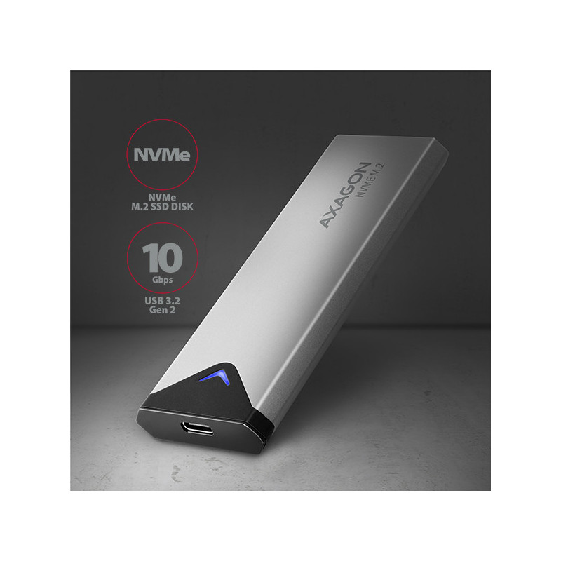 AXAGON EEM2-UG2, 10Gbps USB-C - M.2 NVMe SSD ARROW box, strieborný
