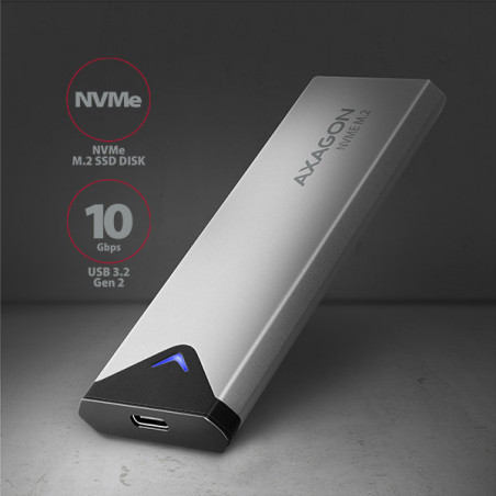 AXAGON EEM2-UG2, 10Gbps USB-C - M.2 NVMe SSD ARROW box, strieborný
