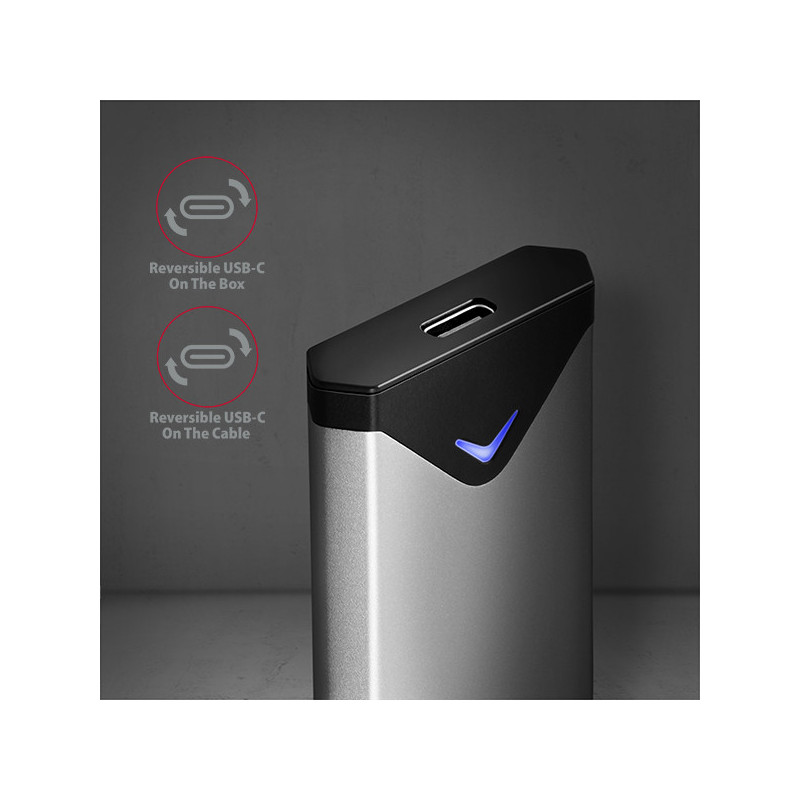AXAGON EEM2-UG2, 10Gbps USB-C - M.2 NVMe SSD ARROW box, strieborný