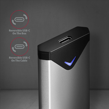 AXAGON EEM2-UG2, 10Gbps USB-C - M.2 NVMe SSD ARROW box, strieborný