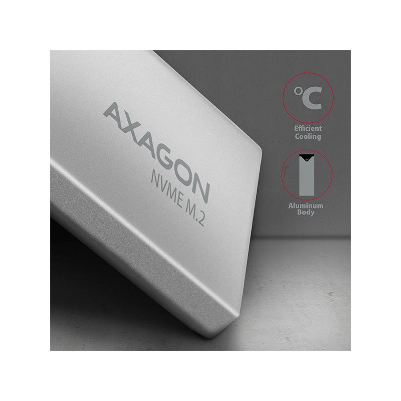 AXAGON EEM2-UG2, 10Gbps USB-C - M.2 NVMe SSD ARROW box, strieborný