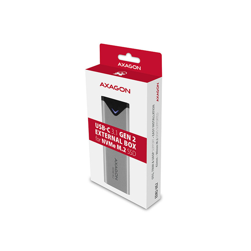 AXAGON EEM2-UG2, 10Gbps USB-C - M.2 NVMe SSD ARROW box, strieborný