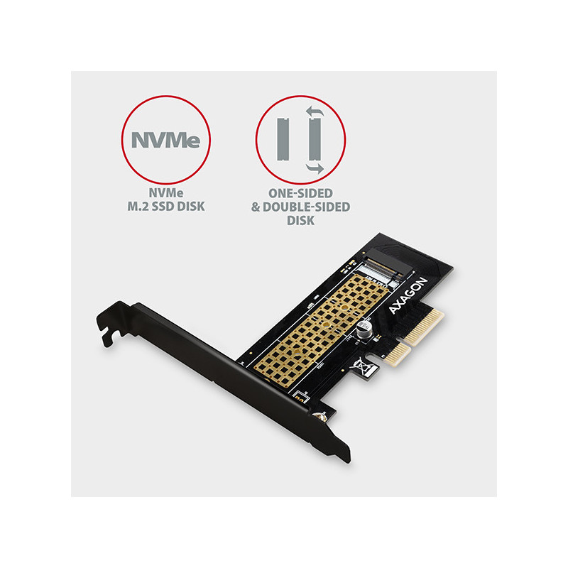AXAGON PCEM2-N, PCIe x4 - M.2 NVMe M-key slot adaptér, vr. LP