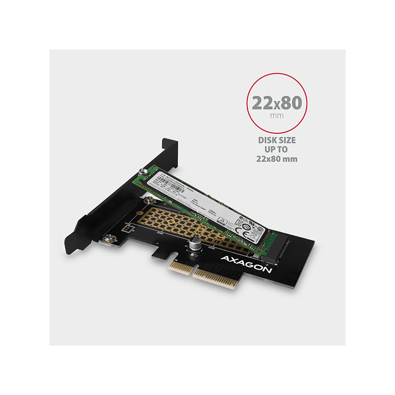 AXAGON PCEM2-N, PCIe x4 - M.2 NVMe M-key slot adaptér, vr. LP