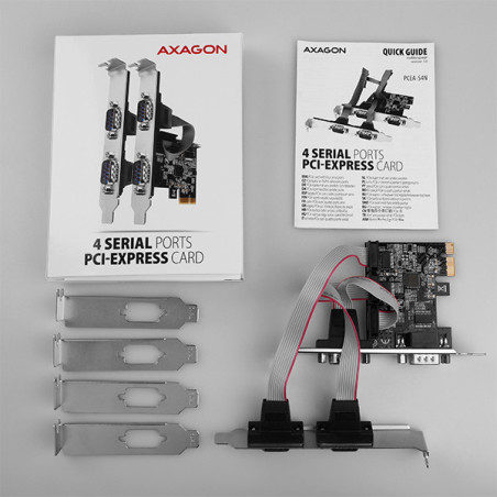 AXAGON PCEA-S4N, PCIe radič - 4x sériový port (RS232) 250 kbps, vr. LP