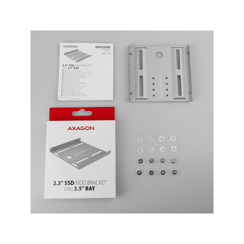 AXAGON RHD-125S, kovový rámček pre 1x 2.5" HDD/SSD do 3.5" pozície, šedý