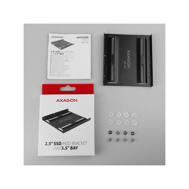AXAGON RHD-125B, kovový rámček pre 1x 2.5" HDD/SSD do 3.5" pozície, čierny