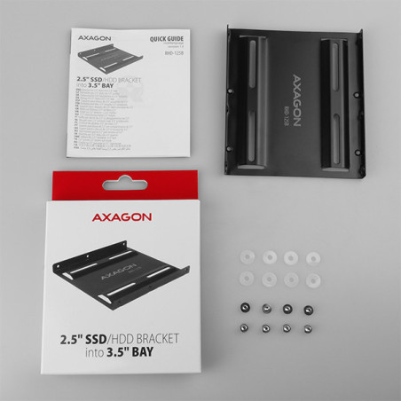 AXAGON RHD-125B, kovový rámček pre 1x 2.5" HDD/SSD do 3.5" pozície, čierny