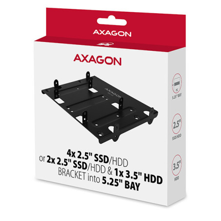 AXAGON RHD-435, kovový rámček pre 4x 2.5" alebo 2x 2.5" HDD/SSD a 1x 3.5" HDD do 5.25" pozície