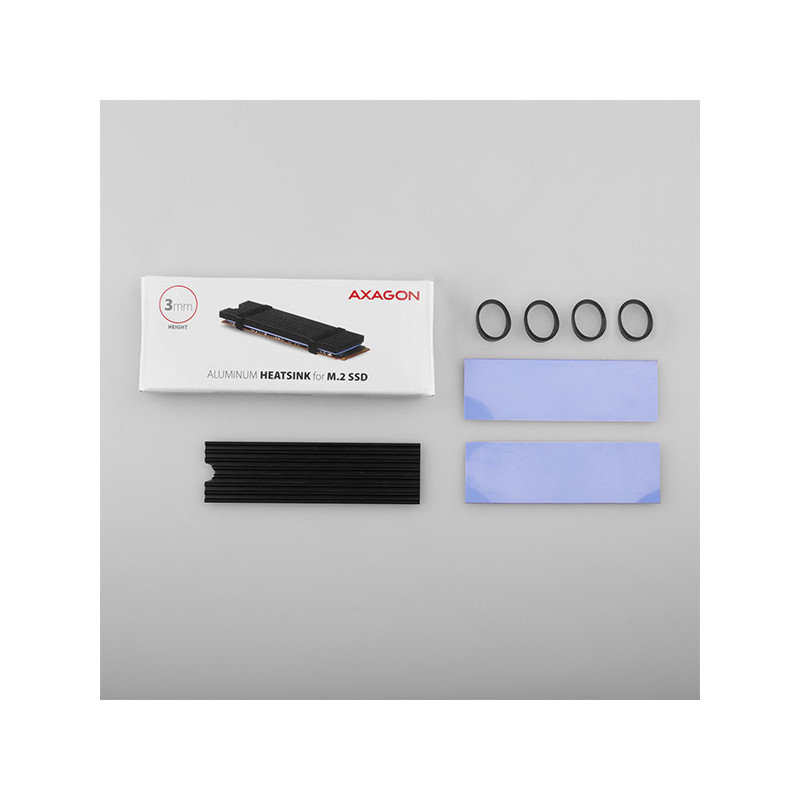 AXAGON CLR-M2L3, hliníkový pasívny chladič pre M.2 2280 SSD, výška 3 mm