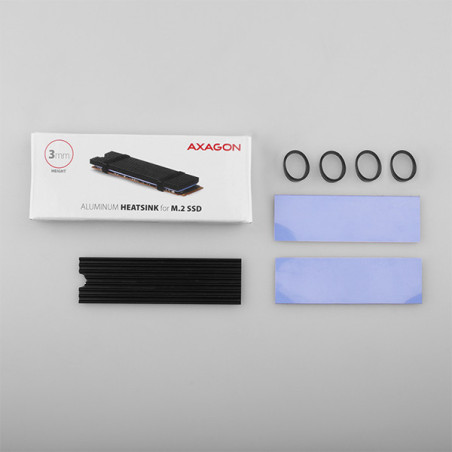 AXAGON CLR-M2L3, hliníkový pasívny chladič pre M.2 2280 SSD, výška 3 mm