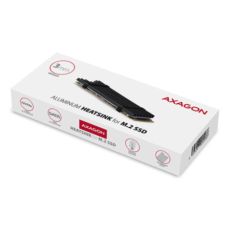 AXAGON CLR-M2L3, hliníkový pasívny chladič pre M.2 2280 SSD, výška 3 mm
